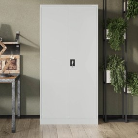 Biurowa szafa metalowa na akta JAN, 900 x 1850 x 400 mm szara