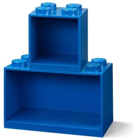 Zestaw 2 dziecięcych niebieskich półek ściennych LEGO® Brick
