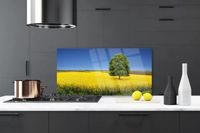 Panel Szklany do Kuchni Samotne Drzewo w Polu