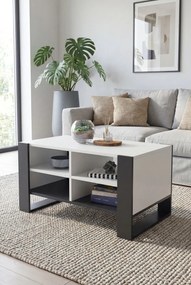 Nowoczesny prostokątny stolik kawowy czarny + biały H7-L01