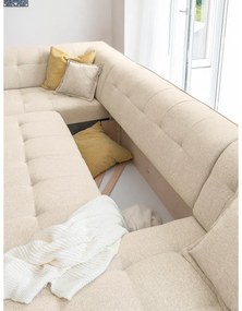 Beżowa rozkładana sofa w kształcie litery "U" Miuform Dazzling Daisy, lewostronna