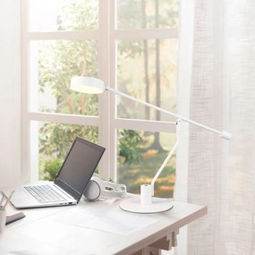 Lampa stołowa LED z elastyczną konstrukcją w matowym białym kolorze (wysokość 64 cm) Manduro – Trio