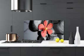 Panel Szklany do Kuchni Równowaga Zen: Kwiat I Skała