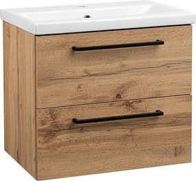 Zestaw do Łazienki 60cm Szafka z Umywalką Dąb Wotan Aster