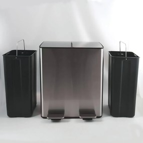 Stalowy kosz na śmieci 2x20 l do segregacji odpadów/z pedałem w kolorze matowego srebra Aliya – Spirella