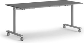 Mobilny stół MATCH, 180x80 cm, szara podstawa, grafit