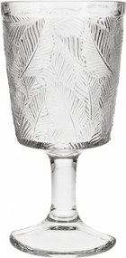 Kielich szklany 350 ml z tłoczonym wzorem liści elegancka szklanka na nodze
