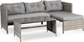 Zestaw Mebli Ogrodowych DALIANO Szary Narożnik Stolik Tarasowy Technorattan Nowoczesny