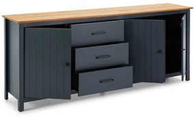 Ciemnoniebieska niska komoda z litego drewna sosnowego 190x80 cm Miranda – Marckeric
