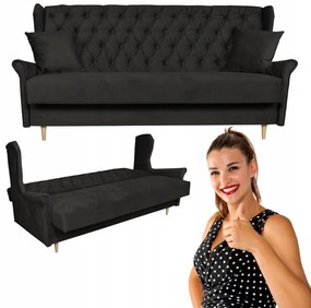Sofa z funkcją spania WELUR wersalka uszak kanapa czarna GAJA Family Meble