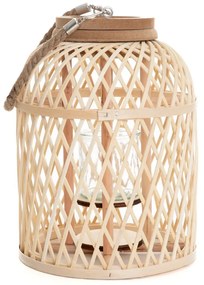 Lampion AVLI drewniany ze świeczką LED | 21x27,5 cm | 885650 HOMLA