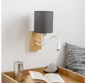 Brilagi - LED Kinkiet NUBILA WOOD 1xE27/25W/230V + LED/3W dąb/antracyt