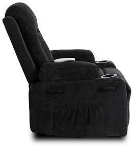 Fotel Masujący BOX 2 Rozkładany z Podnóżkiem Czarny Nowoczesny