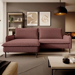 Narożnik GLOSSY z funkcją spania Lewostronny zestaw z poduszkami wolnostojący tkanina BUBBLE 09 WERSAL