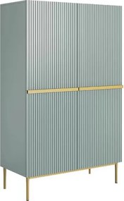 Kredens Nicole z metalowymi uchwytami i nogami 100 cm - szałwia / złote nóżki - Limitowana oferta