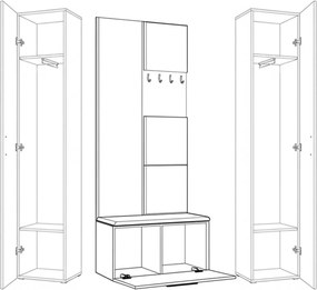 Masseno Garderoba MODULO 160,6/204/40 cm do Przedpokoju Nowoczesna Dąb Artisan