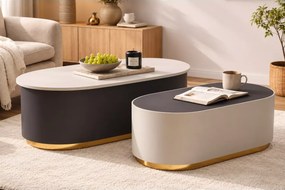 Zestaw stolików kawowych Reno – nowoczesny design, wiele kolorów blatu i stali do wyboru