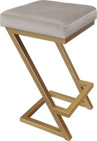 Hoker ZETA krzesło barowe tkanina Welur podstawa metalowa LOFT : Kolor Stelaża - Złoty, Kolor tkaniny - VELVET - MG09