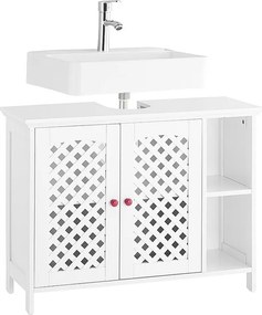 SoBuy BZR210-W szafka pod umywalkę z 2 drzwiami i regulowaną półką, 80x315x605 cm