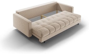 Beżowa rozkładana sofa ze schowkiem z materiału bouclé 222 cm Bali – Cosmopolitan Design