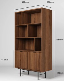 Regał loft na nóżkach z szafką orzech warmia N3-B15