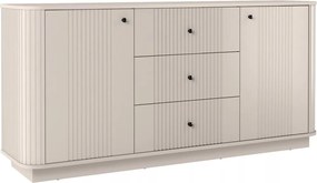 Komoda Vesper 160 cm z szufladami na cokole - kaszmir / czarne uchwyty