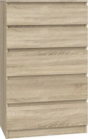 Komoda Malwa M5 | Dąb Sonoma | 70x40x109,5 cm | Komoda z 5 Szufladami