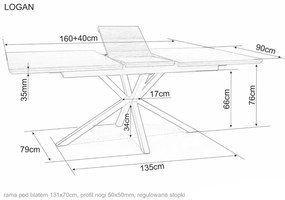 Stół rozkładany LOGAN 160(200)x90 orzech/czarny mat SIGNAL