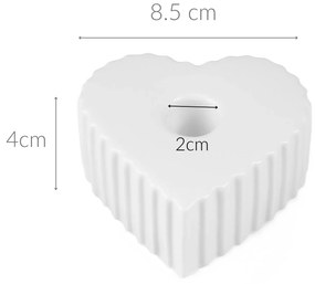 Świecznik ceramiczny na długą świecę w kształcie serca ANIMA, 4 x 9 cm