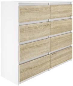 Komoda BASIC 8 szuflad – Dąb Sonoma / Biały | 120x97x40 cm