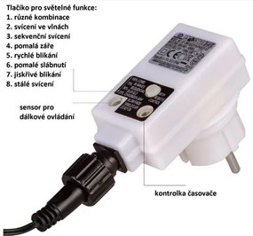 Świąteczne LED oświetlenie -10 m zimne białe 100 LED + pilot