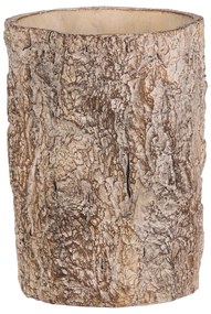 Osłonka na kwiaty imitująca korę drzewa, 16 x 16 x 21 cm, beton, 16 cm