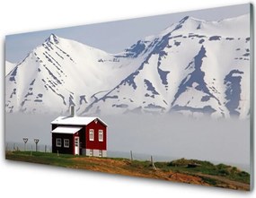 Panel Szklany Chatka W Śnieżnych Alpach