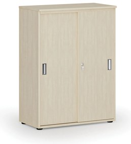 Szafa biurowa z drzwiami przesuwnymi PRIMO WOOD, 800 x 420 x 1087 mm, brzoza