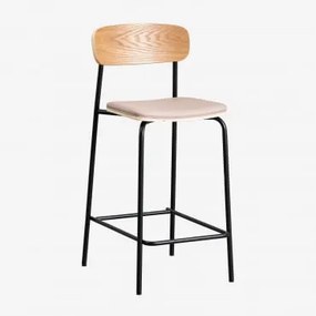 Zestaw 4 Składanych Wysokich Stołków 65 Cm Z Żelaza I Drewna Wilpier Czarna & Sztucznej Skóry Marrón Trigo - Sklum