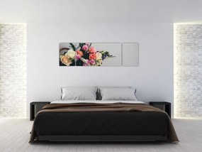 Obraz kosza z kwiatami (170x50 cm)
