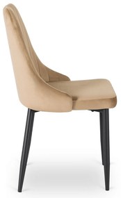 Zestaw Stół Okrągły Rozkładany HARRY 102-142 cm Dąb Artisan/Czarny i 4 Krzesła Tapicerowane BARI Beż Nowoczesne
