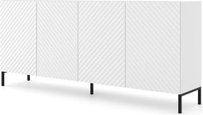 Czterodrzwiowa komoda biały mat + czarne nóżki K5-C89