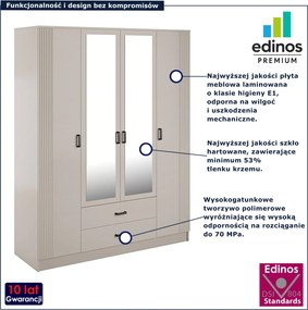 Kaszmirowa czterodrzwiowa szafa uchylna z lustrem T0-K44