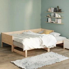 Łóżko rozsuwane z naturalnego drewna 2x(80x200) cm - Eluwin 3X