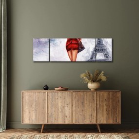 Obraz - Kobieta i wieża Eiffla (170x50 cm)
