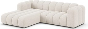 Kremowy narożnik z tkaniny szenilowej (lewostronny/z szezlongiem) Lupine – Micadoni