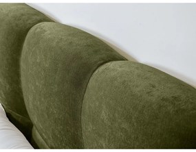Zielone tapicerowane łóżko dwuosobowe ze stelażem 160x200 cm Kumo – Bobochic Paris