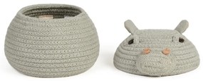 Jasnoszary tekstylny dziecięcy kosz na zabawki ø 15x15 cm Mini Henry the Hippo – Lorena Canals