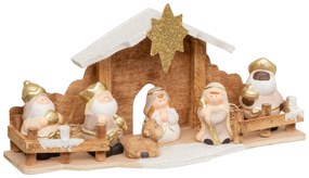 Szopka bożonarodzeniowa + 7 figurek, 33 x 16 cm