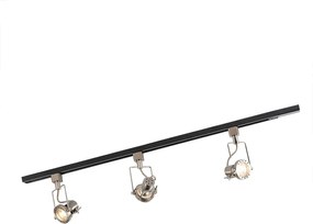 Inteligentny system szynowy 1-fazowy czarny ze stalą z 3 WiFi GU10 - Iconic Suplux