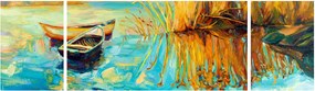 Obraz - Jezioro z łodziami (170x50 cm)