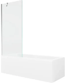 Mexen Cubik wanna prostokątna 150 x 70 cm z obudową i parawanem 1-skrzydłowym 80 cm, transparent, chrom - 550315070X9508000001