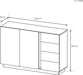 Komoda ARCETTO 138 cm do Salonu Sypialni Biały