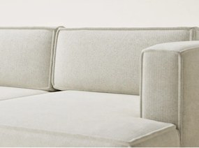 Kremowy rozkładany/ze schowkiem narożnik z tkaniny szenilowej (prawostronny/z szezlongiem) Velto – Maison de Rêve